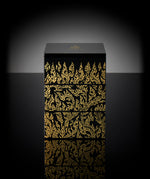 Black and gold Royal Gift Set by Ameenah featuring a 3-level design for perfumes, oud oils, and agarwood incense.